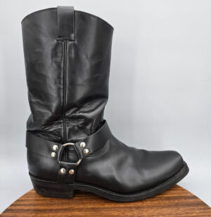 Champion Attitude Boots Mens 15 D Black Leather Harness Mexico Western Cowboy